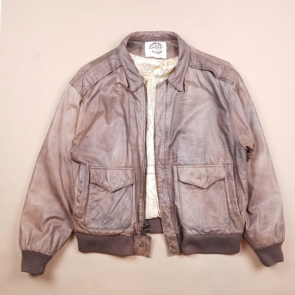 VTG 90's 80's G-III Global Identity Brown Leather Heavyweight Bomber Jacket - Picture 1 of 9